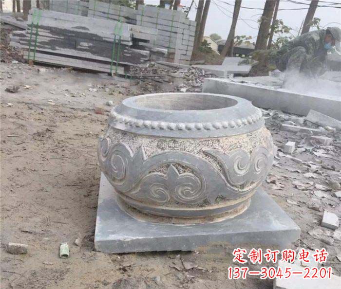 福州公园景观仿古石雕水缸