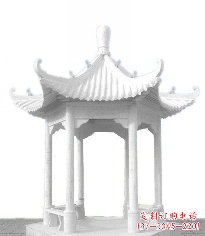 福州公园景观汉白玉石雕凉亭 (2)