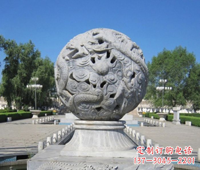 福州公园景观龙浮雕球喷泉石雕