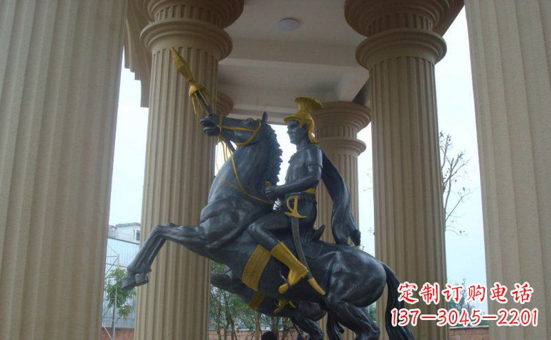 福州公园骑马的罗马士兵人物铜雕