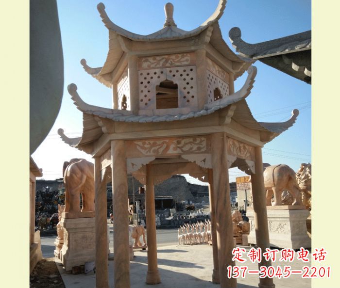 福州中式双层石雕凉亭