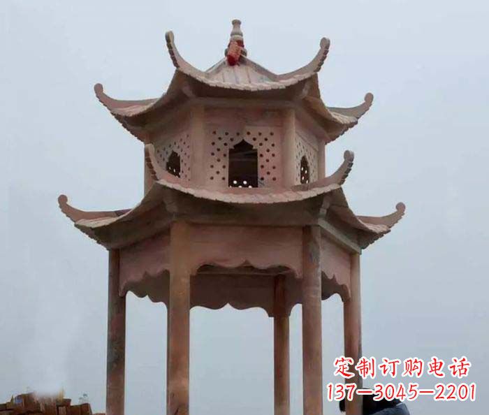 福州中领雕塑双层六角石雕凉亭