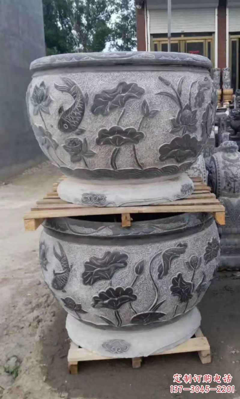福州精致的石头水缸雕塑，为您的公园小区增添美丽色彩