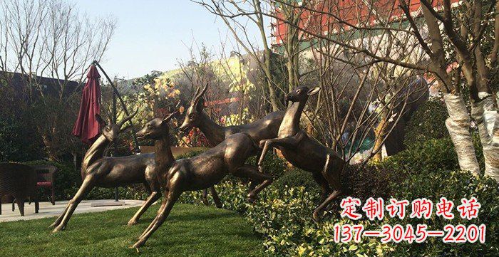 福州公园铸铜小鹿动物铜雕 (3)