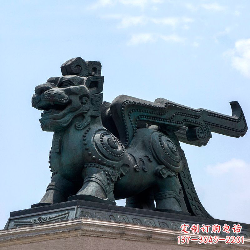 福州公正獬豸铜雕-光明天下神兽动物景观雕塑