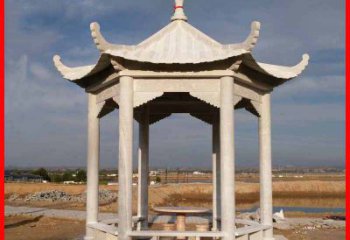 福州公园大理石六角石雕凉亭 (2)