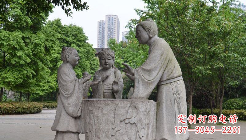 福州孔融让梨石雕，精美的古代人物雕塑
