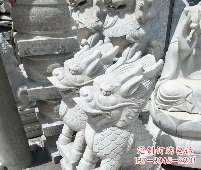 福州传统工艺,精细做工,古代神兽大理石麒麟石雕高端定制