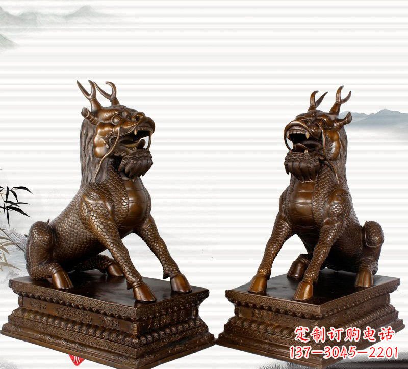 福州古典神麒麟铜雕,馥玉臻品