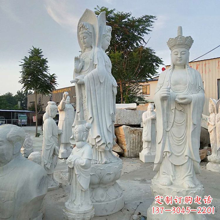 福州中领雕塑-观音石雕汉白玉菩萨