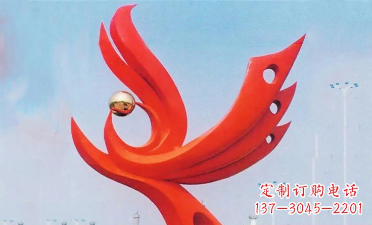 福州广场不锈钢抽象凤凰雕塑_2