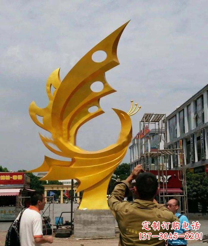 福州广场不锈钢抽象凤凰雕塑1