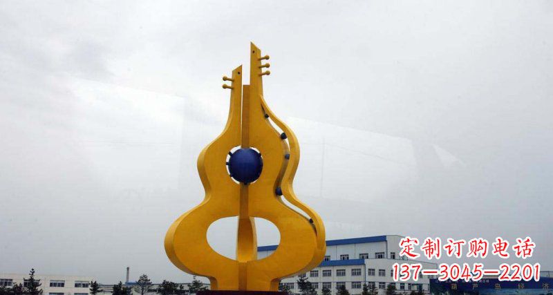 福州中领雕塑:葫芦琵琶不锈钢雕塑