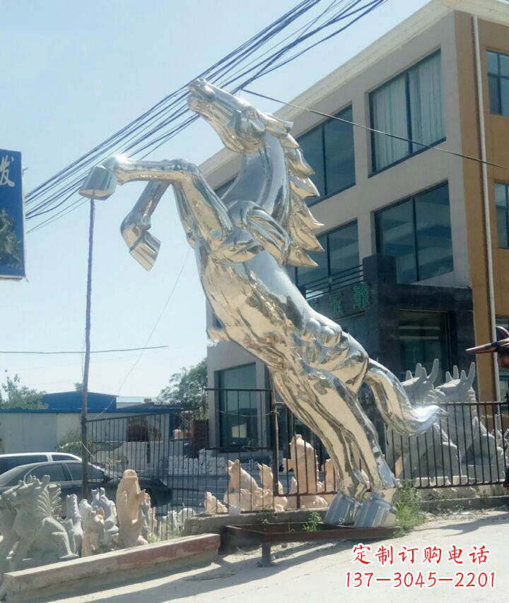 福州广场不锈钢大型立马动物雕塑