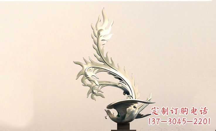 福州广场不锈钢凤凰雕塑 (5)