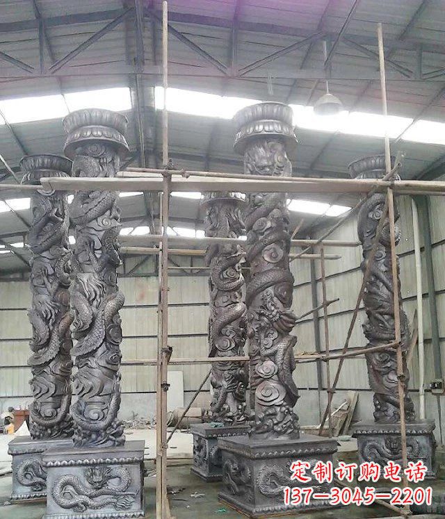 福州传统艺术雕刻精美大型仿铜龙柱