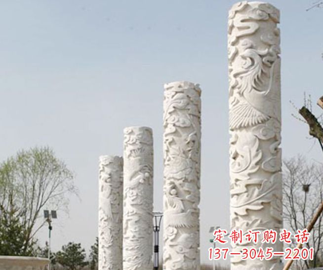 福州尊贵优雅,凤凰浮雕龙柱景观石雕