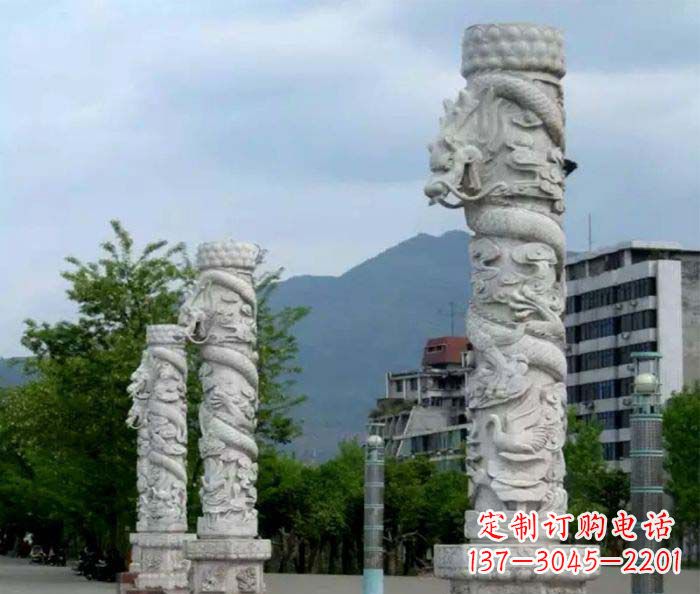 福州精美工艺大理石龙柱雕塑