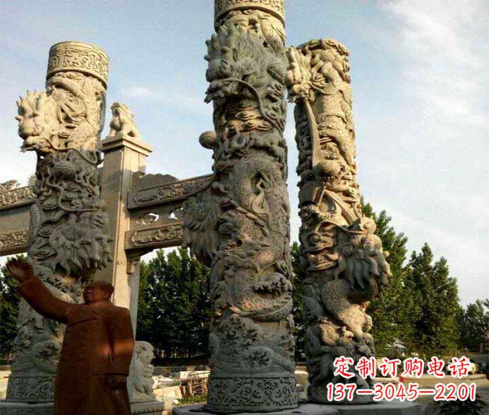 福州中领雕塑推出的震撼龙柱大理石雕,是一种典…