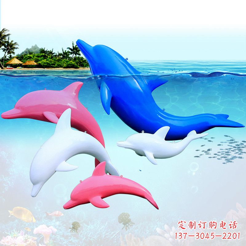 福州海豚彩绘玻璃钢雕塑