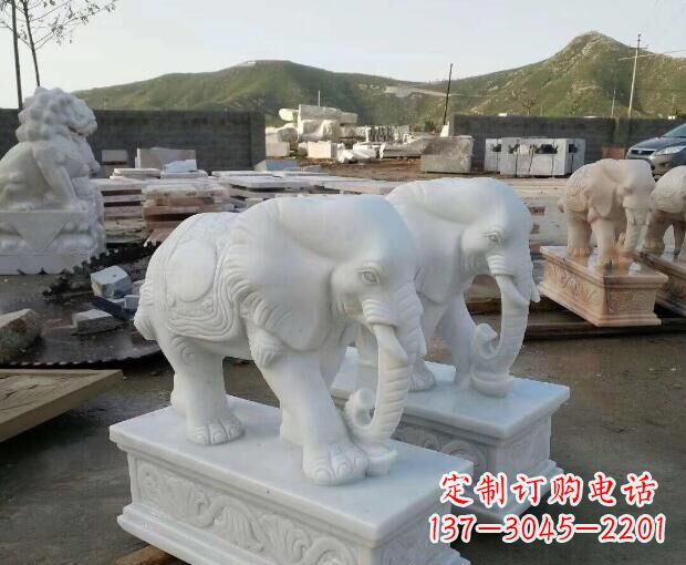 福州高雅大气的汉白玉吉祥大象门口雕塑