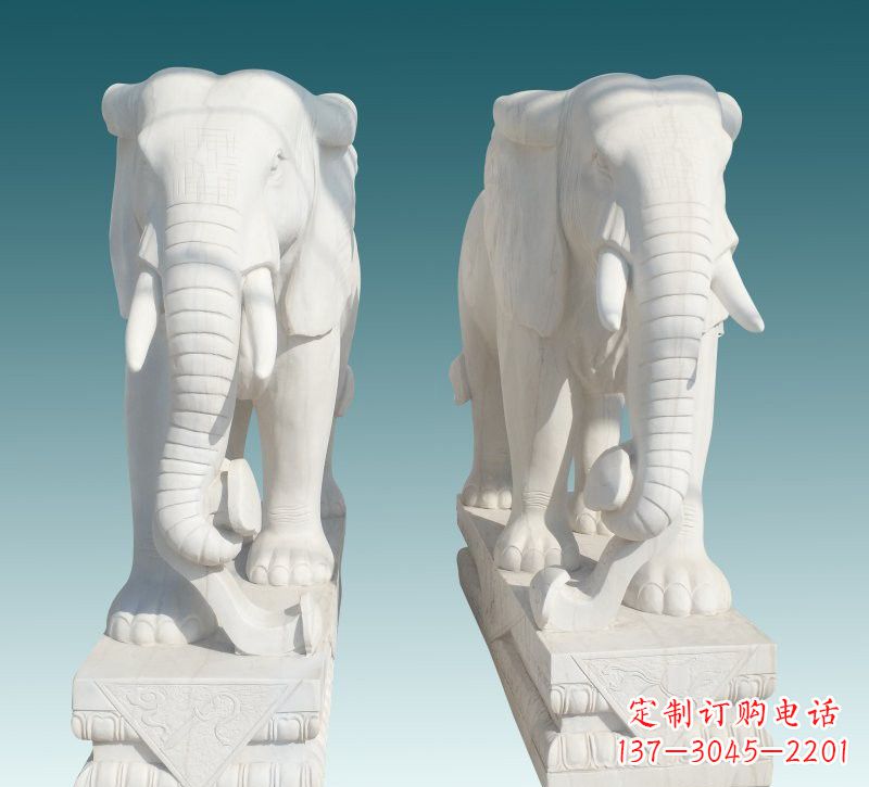 福州昂贵的汉白玉大象雕塑,招财又招福