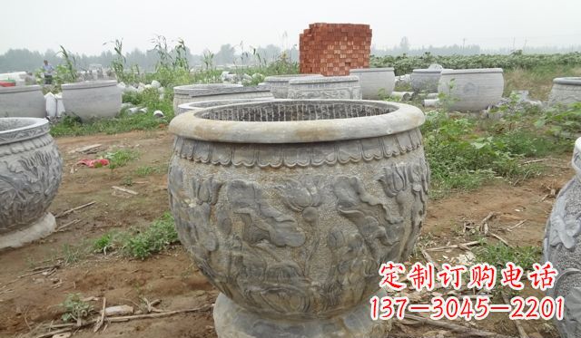 福州荷花花盆公园景观石浮雕