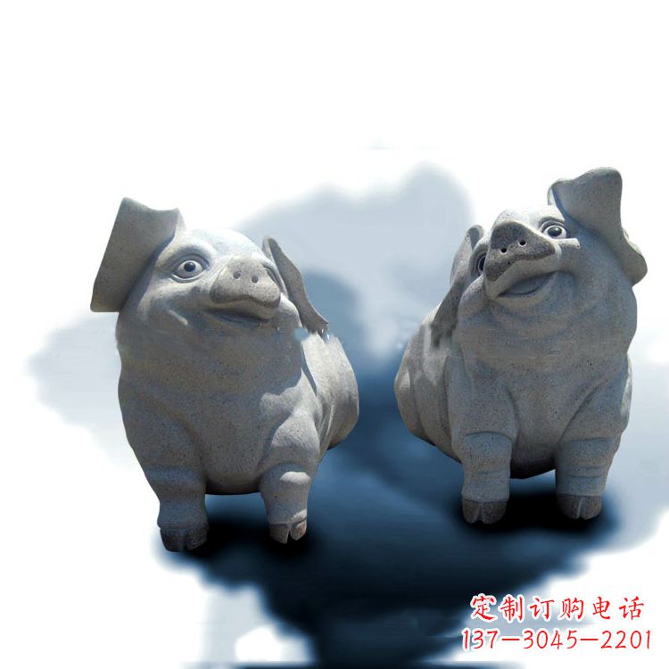 福州花岗岩石雕猪-可爱的福猪生肖动物雕塑