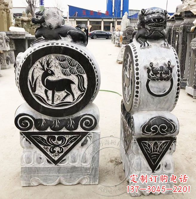 福州黄山石雕门墩石