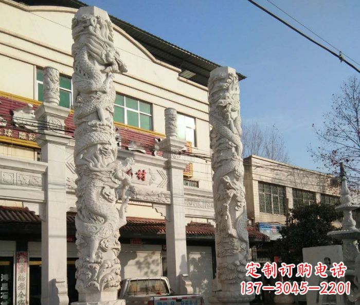 福州景区大理石龙柱石雕 (2)