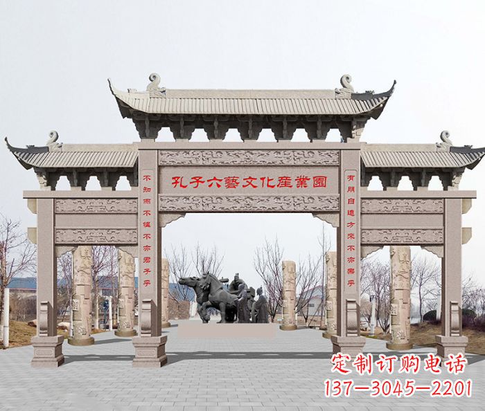 福州景区三门石雕牌坊-高质美观可靠的雕塑装置