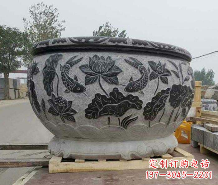 福州中领雕塑出品,精致仿古圆水缸雕塑