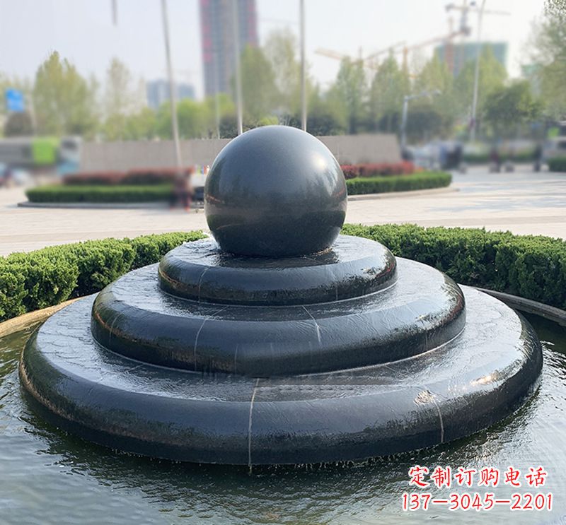 福州临沂石雕风水球喷泉,雕塑定制专属于您