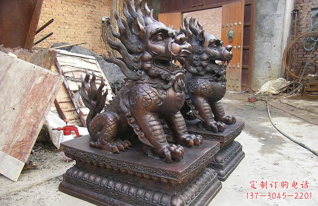 福州传统工艺精制–钜细工艺麒麟铜雕