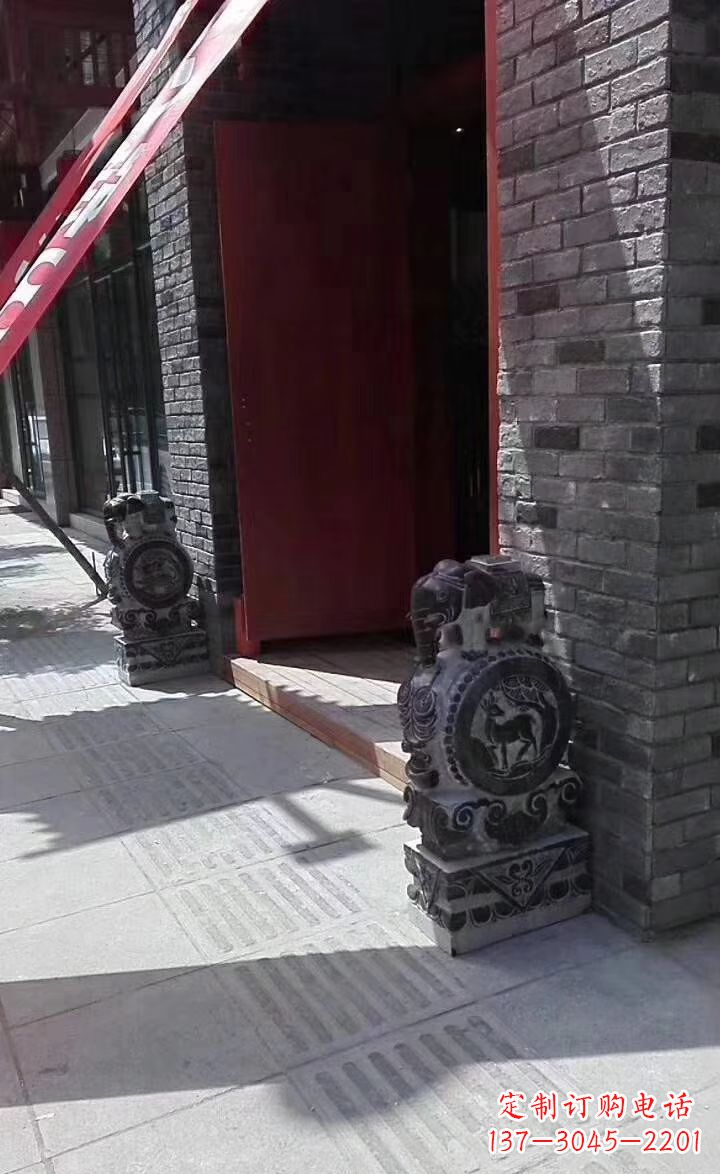 福州青石雕刻大象门墩抱鼓石