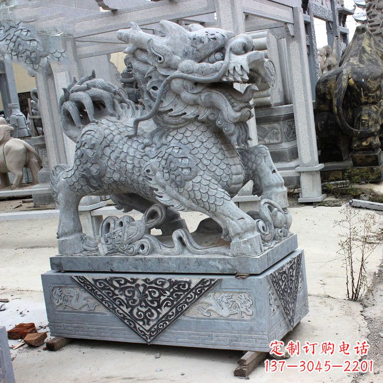 福州青石仿古石雕麒麟