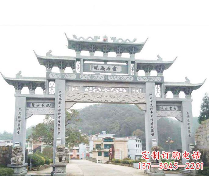 福州三门五楼石牌坊石雕——精美精致的多层次雕刻