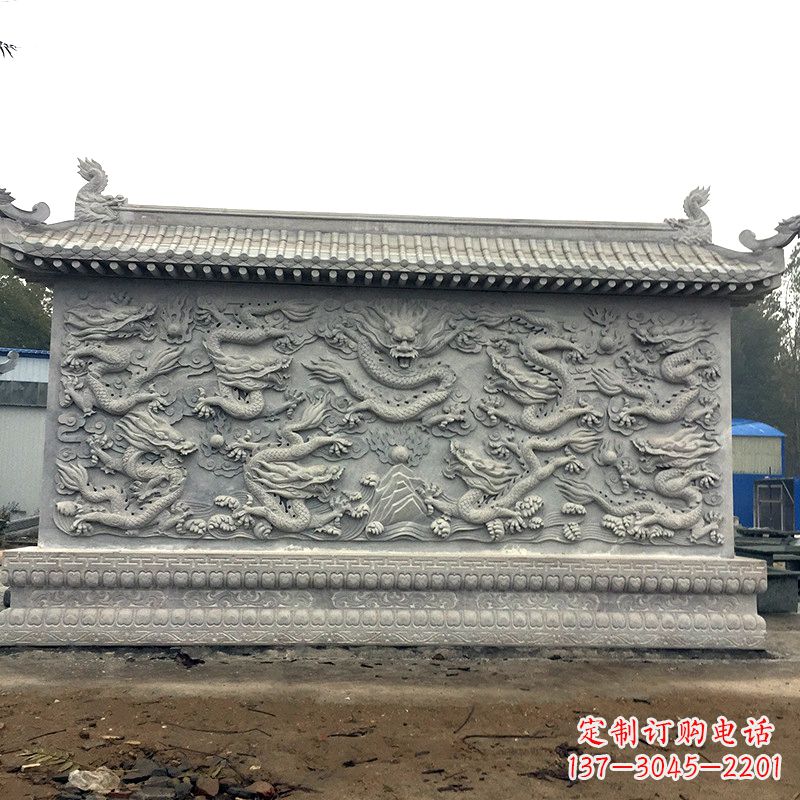 福州中领雕塑:精美九龙壁雕塑,添彩寺庙庭院
