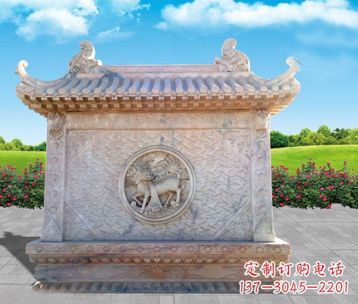 福州石浮雕麒麟庭院影壁
