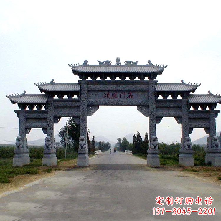 福州石门胜迹青石仿古石雕牌楼