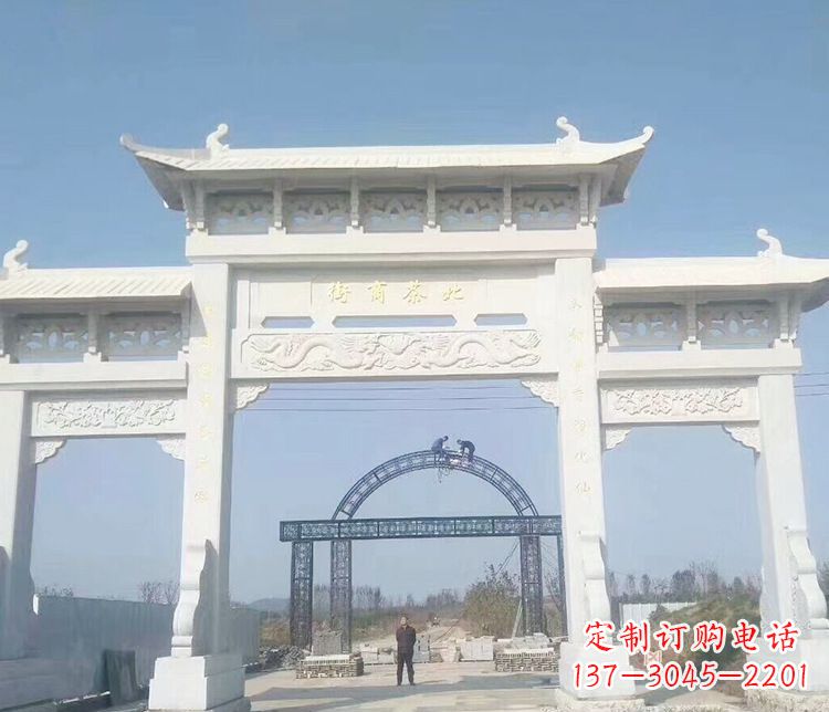 福州石牌坊三门牌坊石雕 (4)