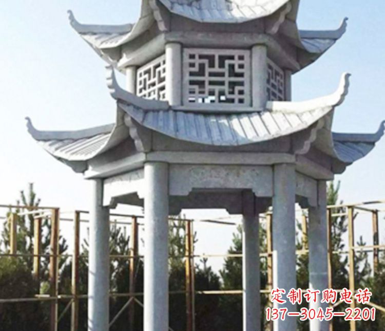 福州双层仿古石凉亭石雕_2