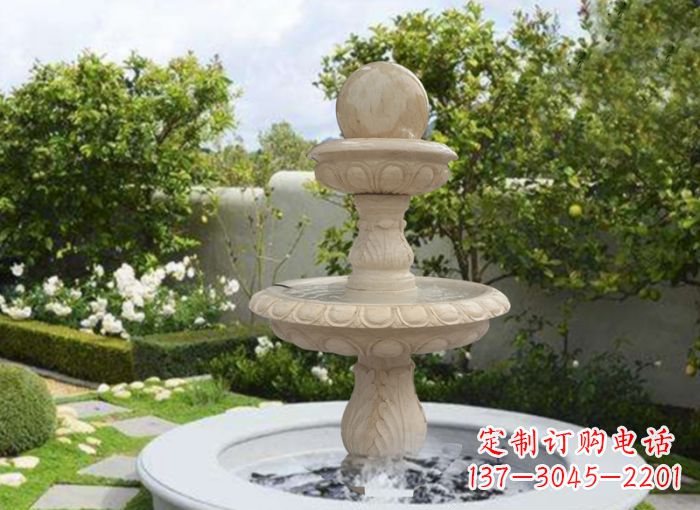 福州双层风水球喷泉别墅石雕