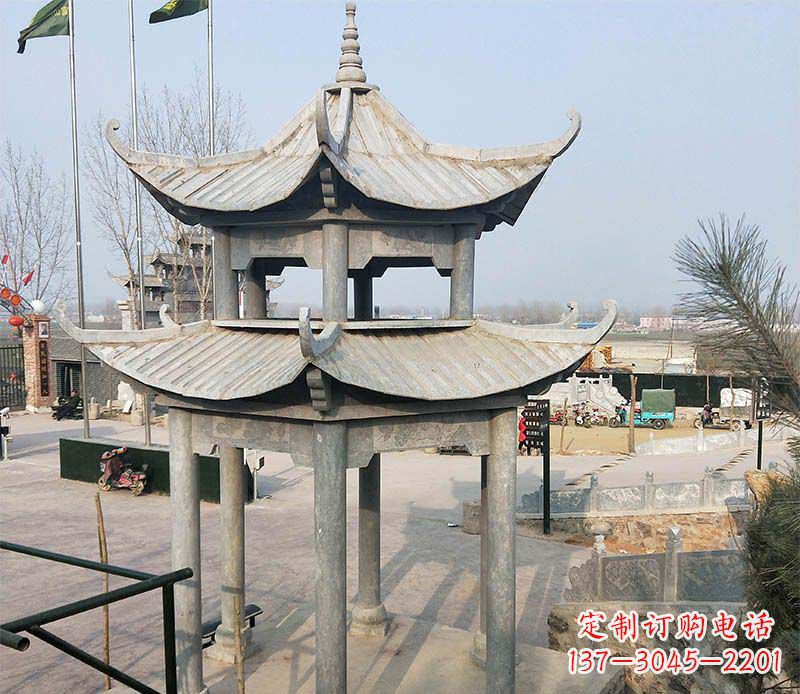 福州双层户外凉亭石雕