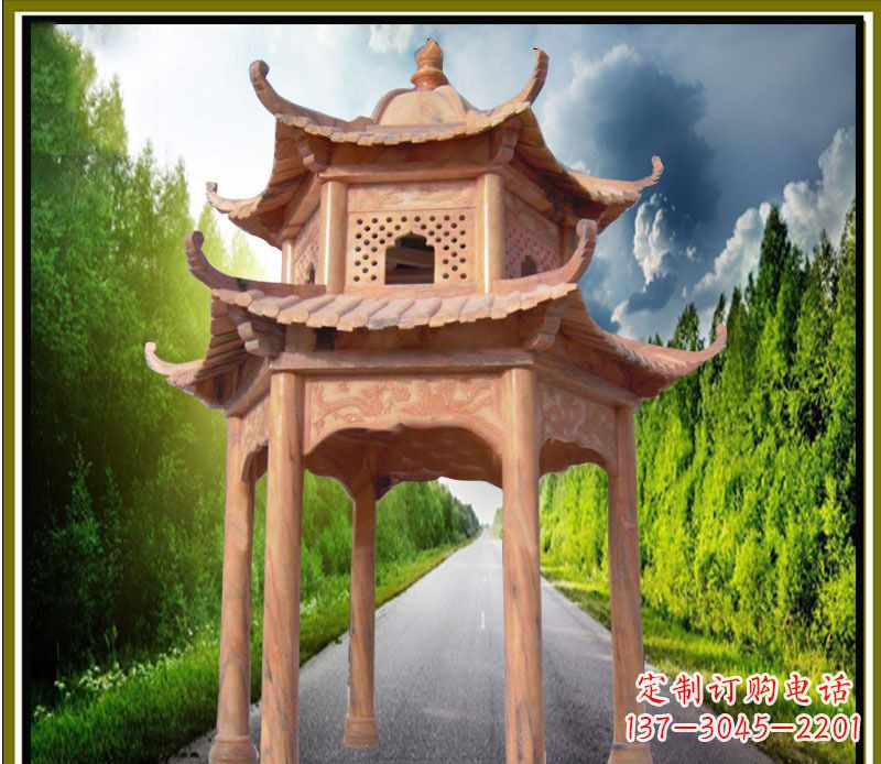 福州双层凉亭园林石雕