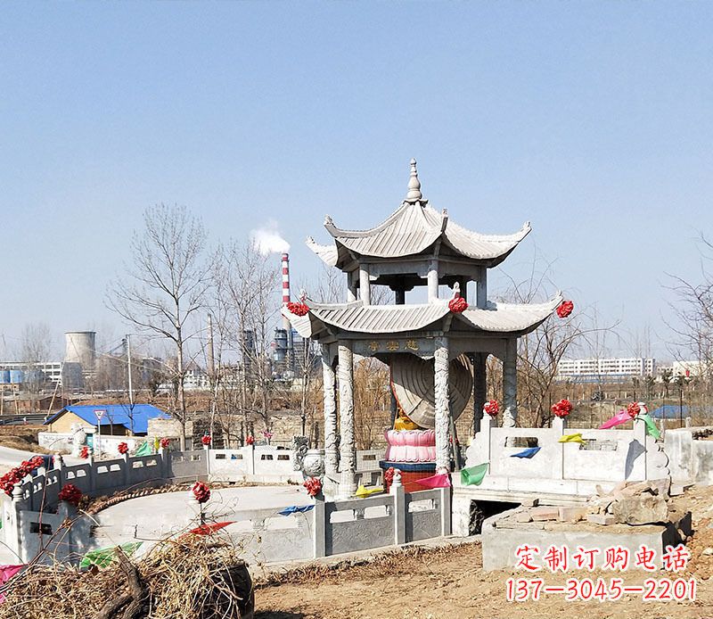 福州双层石凉亭石雕 (2)