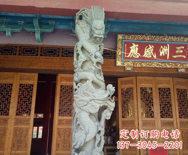 福州寺庙景观龙柱石雕 (2)