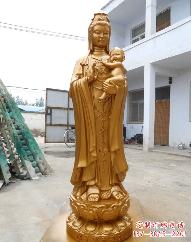 福州寺庙立式送子观音铜雕