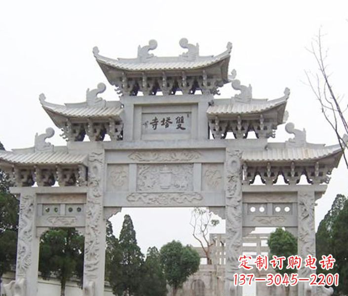 福州寺庙三门牌坊石雕 (2)