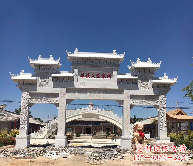 福州寺庙三门五楼石牌坊石雕_1